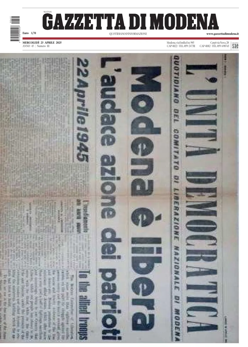 Prima-pagina-gazzetta di modena-oggi-edizione-del-2025-04-23